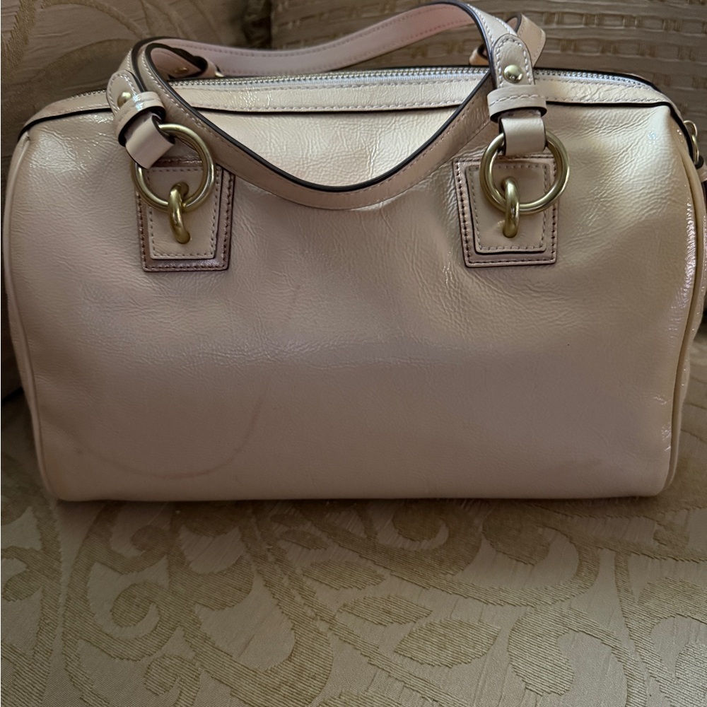 Coach F17186 Inlaid C Patent Leather Bag Leather Satchel - Picture 3 of 17